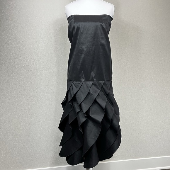 VTG XSCAPE by Joanna Chen Strapless Tiered Ruffle Mermaid Maxi Dress Black SZ 8 - Picture 2 of 13